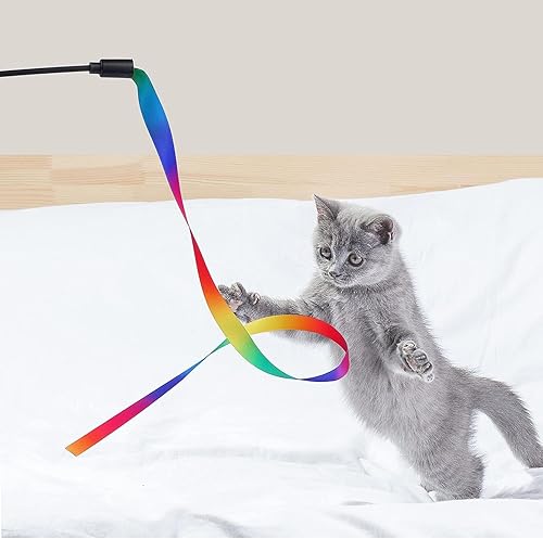 Miniatura 7 de 3 Sets Cat Wand Toys, Interactive Cat Rainbow WandToys, Indoor Cats Colorful Teaser WandString for Exercise, Interactive CatTeaser Wand String,