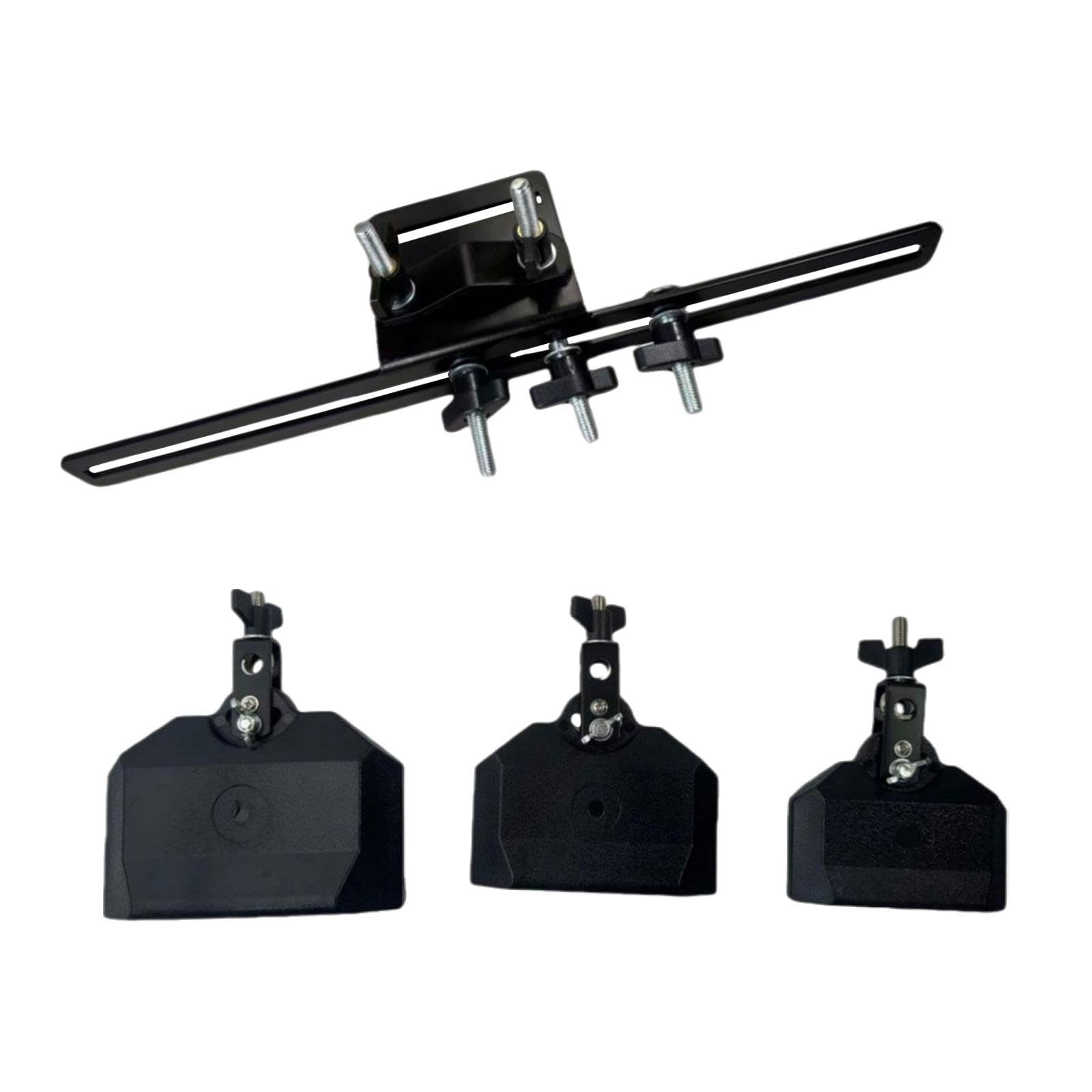 Set di Batteria Da 3 Pezzi, Supporto per Campane, Blocchi per Percussioni Latine, Montaggio in Lega di Zinco, Ideale per Gruppi Musicali, Nero