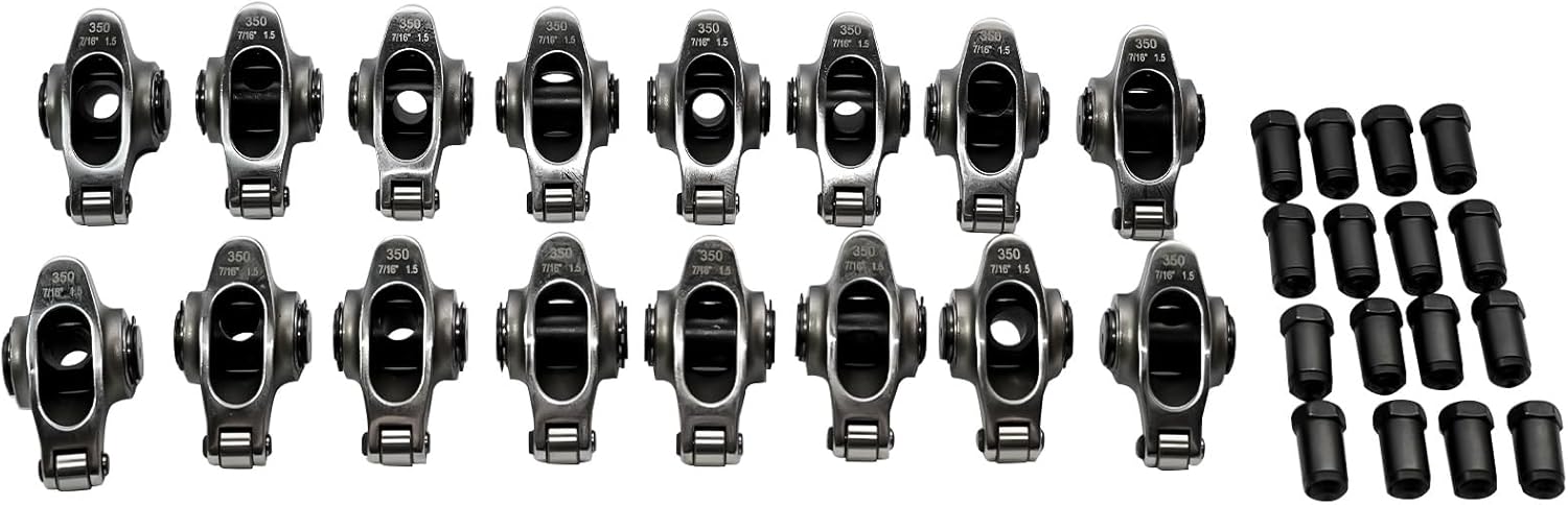 GELUOXI Stainless Steel Roller Rocker Arm Set Replacement for Chevy Small Block SBC 350 7/16" 1.5 Ratio