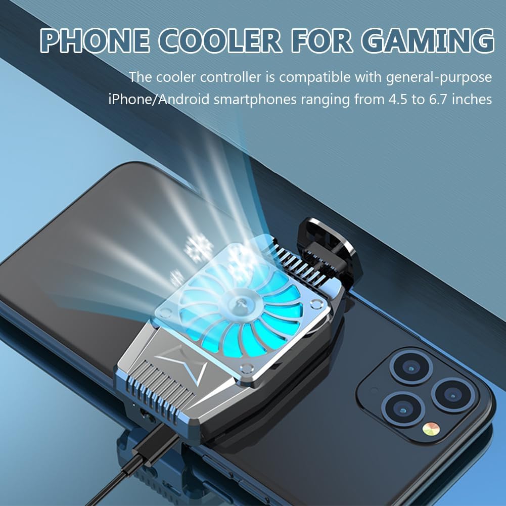 Refroidisseur de Téléphone Portable, Jeu Universel Refroidisseur Portable, USB Rechargeable, Vitesses Contrôleur de Refroidisseur Compatible pour Smartphone Universel iPhone/Android