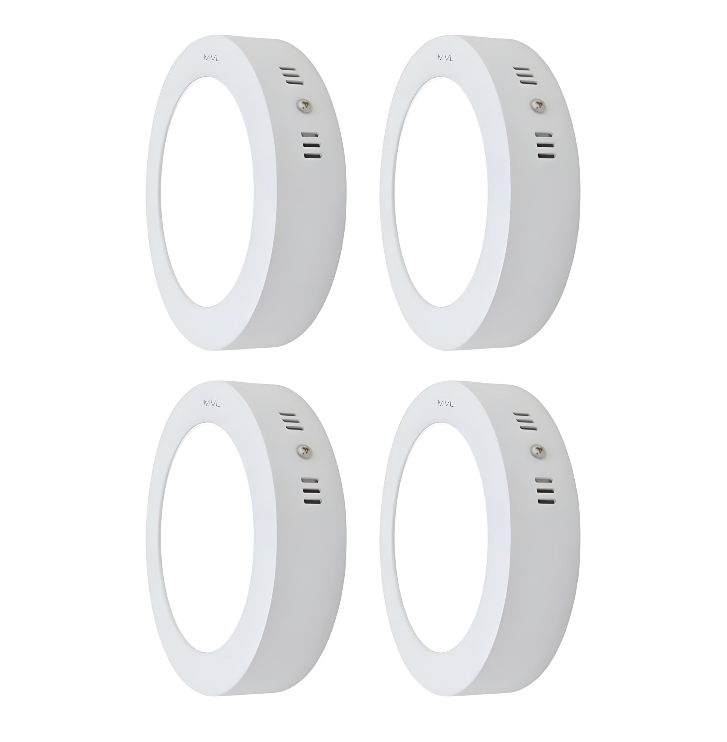 MVL Light Aluminium Mvl Led 9W Cbl Round Surface Panel Down Light White Pack of 4