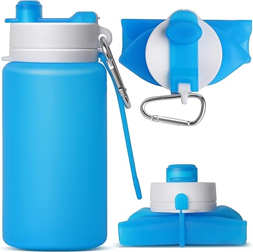 MCOMCE Botella de agua plegable, botella de agua plegable para viajes y botella de agua plegable con clip para mochila, botella de agua portátil de MCOMCE Botella de agua plegable, botella de agua plegable para viajes y botella de agua plegable con clip para mochila, botella de agua portátil de