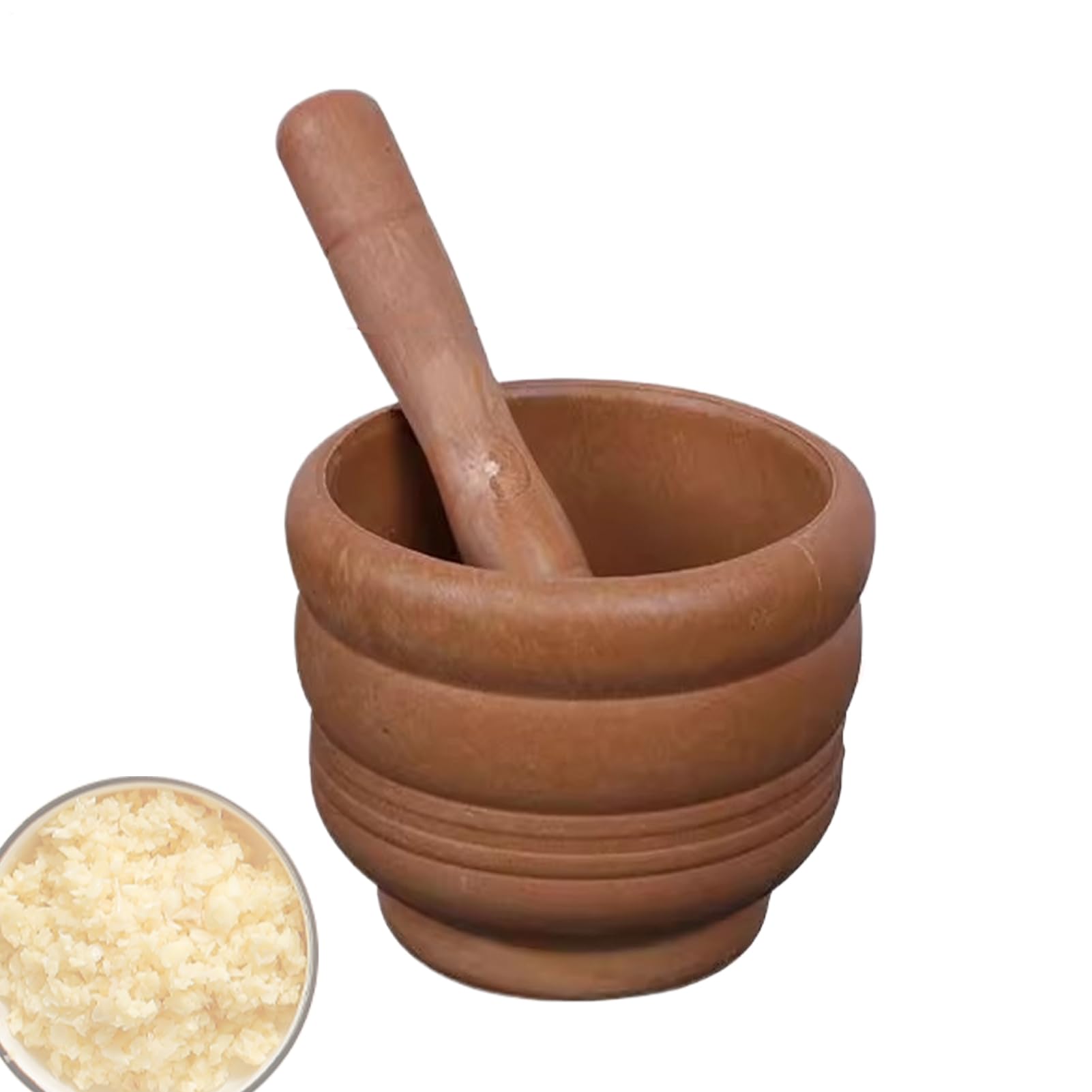 Wooden Mortar and Pestle Set, Manual Garlic Masher and Spice Grinder for Kitchen, Hand Grinder Bowl Crusher Condiment, Food Grinder for Garlic Pepper Seasoning : Home & Kitchen