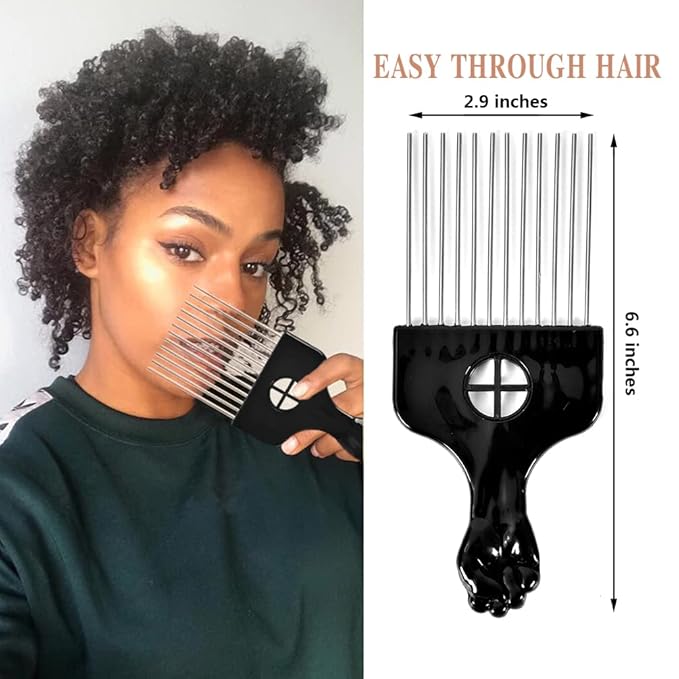 2 Peines de Metal para Cabello Afro y Rizado miniatura 3