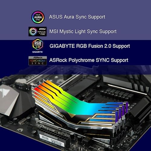 Miniatura 4 de OLOy DDR4 RAM 16GB (2x8GB) Negro Warhawk Aura Sync RGB 3200 MHz CL16 1.35V 288-Pin Desktop Gaming UDIMM (MD4U0832161BE0DA)