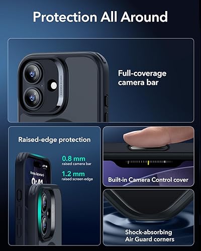 Vista 248 de ESR Funda para iPhone 15 Pro Max, compatible con MagSafe, de grado militar, negro transparente