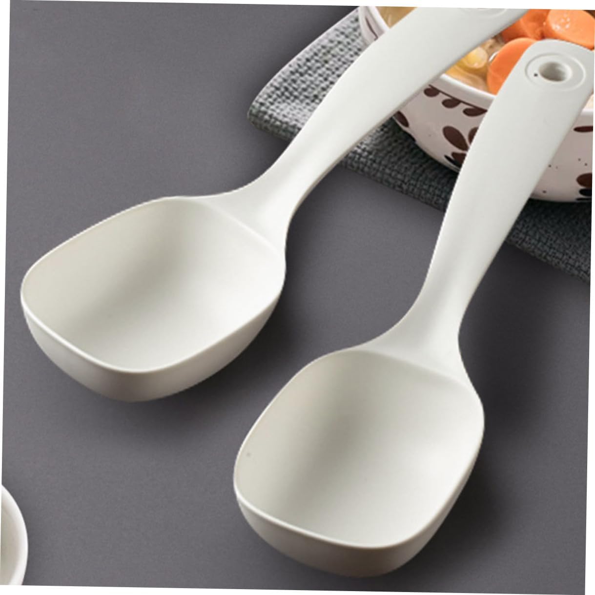 4pcs Soup Ladle Spoon, PP White Kitchen Serving Utensils