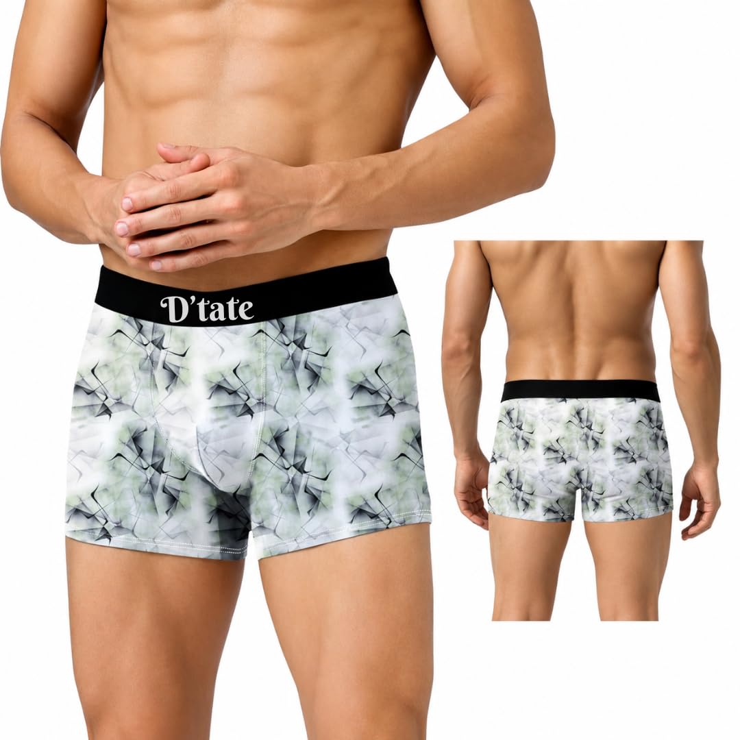 Men's Extra Thin Ice Silk Long Boxer Brief Trunks Green-image-1