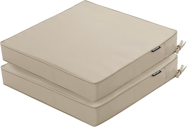 Outdoor Chair Cushions Set of 2, 16 X 17 Inch Waterproof Seat Pads