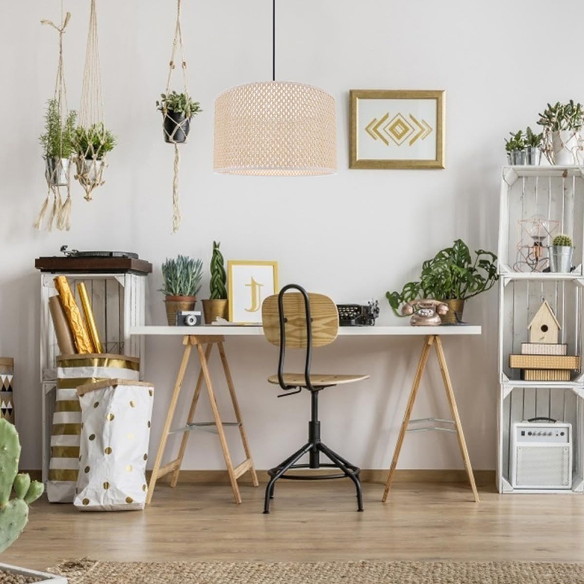Gewebter Lampenschirm E27 Modern Elegant für Tischlampen