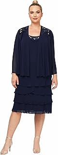 S.L. Fashions Women's Petite Mother of The Bride Jacket Dress with Sequined Cut Out