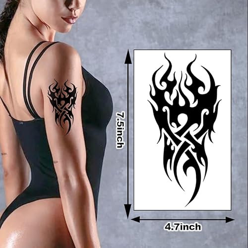 Miniatura 2 de ELANE 10 hojas de tatuajes temporales realistas para adultos, sello de vagabundo, tatuajes tribales temporales para hombres, tatuajes falsos grandes