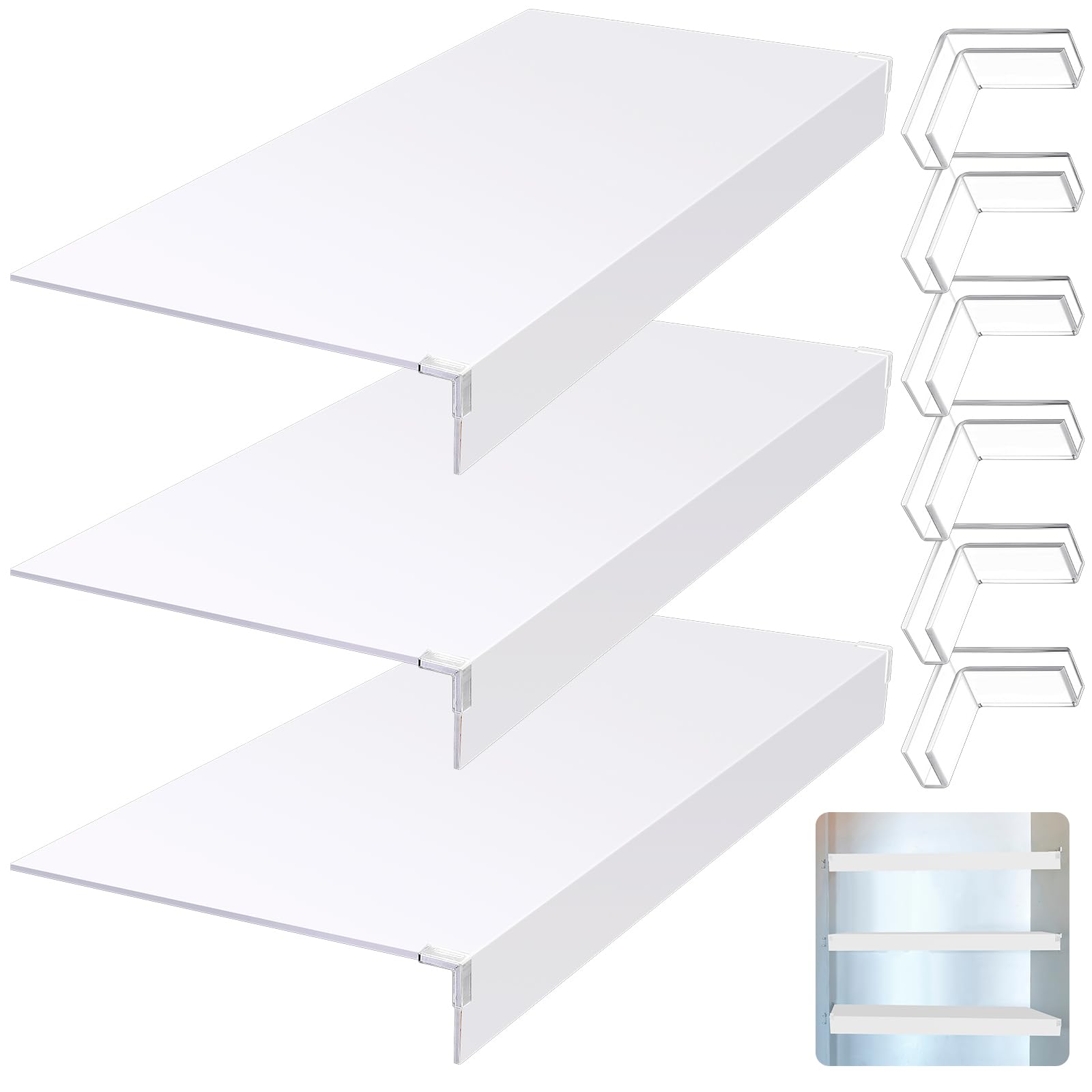 Hoolerry 3 Pcs 33 x 16 Inch Foamed PVC Wire Rack Covers for Removable Closet Decoration(Not Wood) Don't Bear Too Much Weight Pantry Shelves Covers for