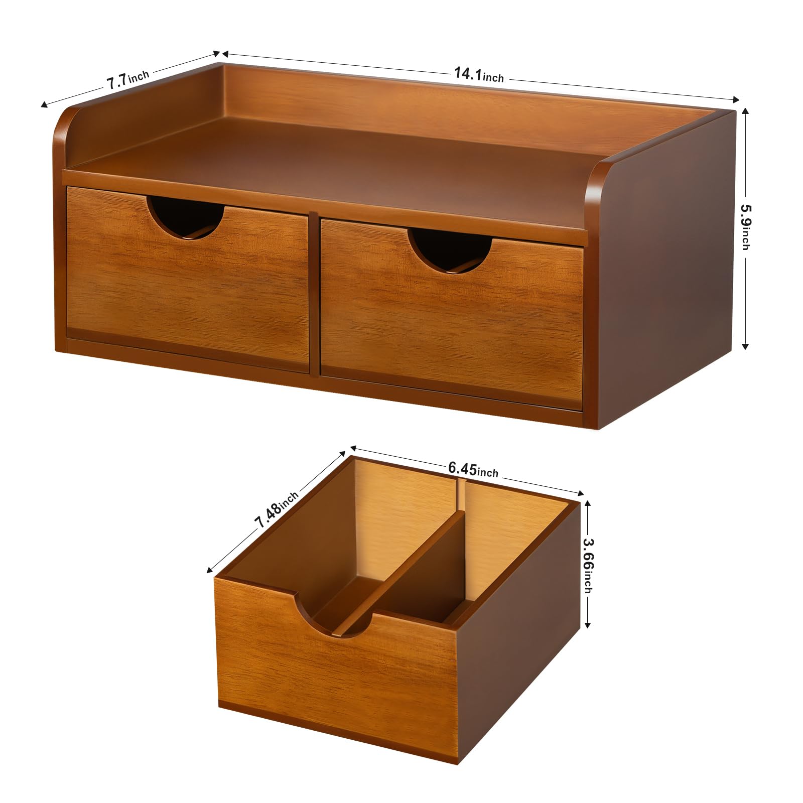 Teebeutel-Organizer aus Akazienholz, Tee-Organizer und Aufbewahrungsbox, Teebeutelhalter mit Schublade, Teestation, Truhe für Arbeitsplatte, Küche, Büro, Kaffeekapsel-Organizer
