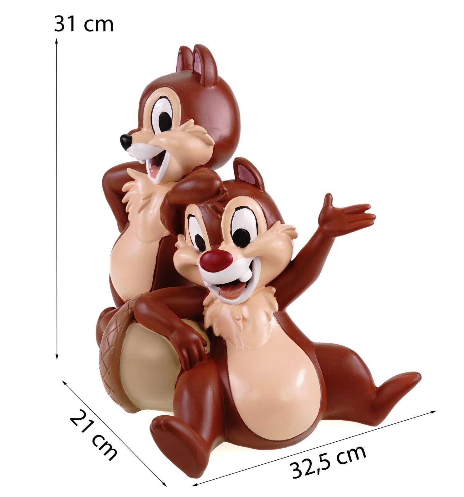 Statua da giardino Chip e Chap, 33 cm, resistente alle intemperie, decorazione Disney per giardino e casa, statuetta in poliresina, affascinante per interni ed esterni, con licenza ufficiale, idea
