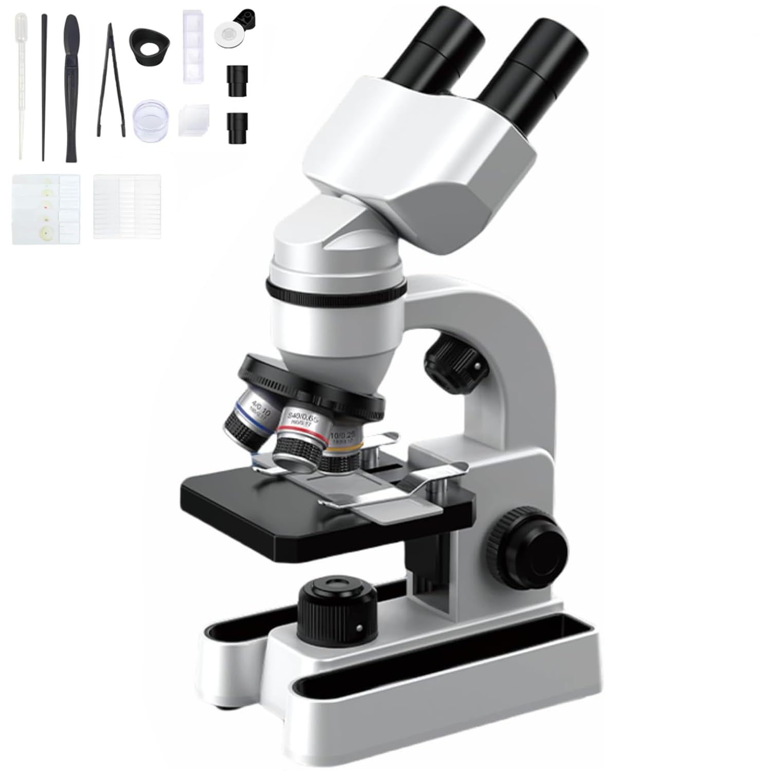 Microscopio Portatile, Microscopio Professionale Binoculare HD con Ingrandimento 40x-1600x, per Studenti e Laboratori, Ideale per Educazione Biologica e Osservazione Precis