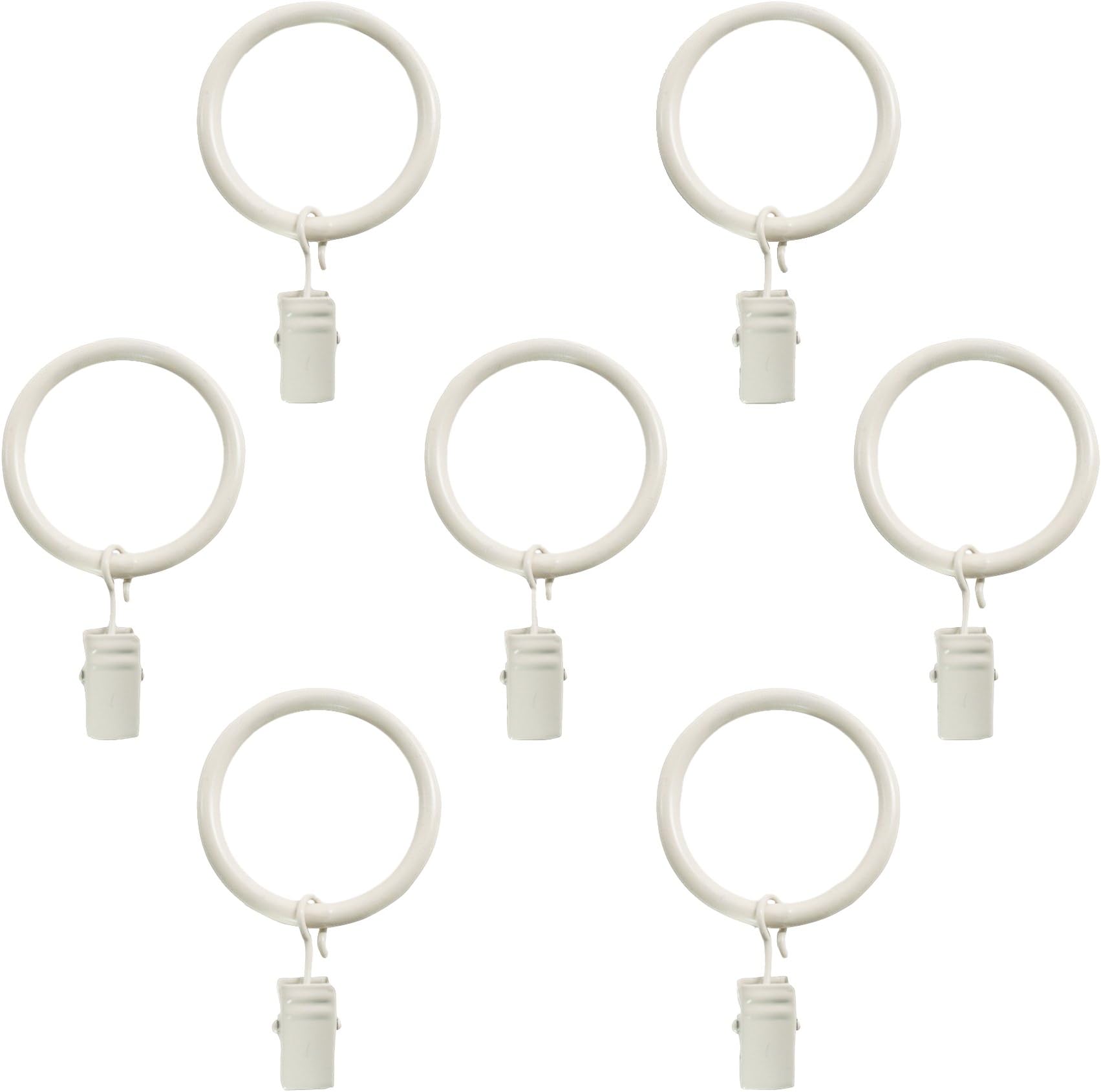 DecopolitanMontevilla 7-Pack Window Treatment Clip Rings for 5/8-Inch Drapery Rods, Distressed White