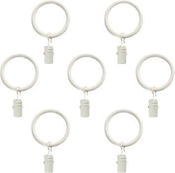 Montevilla 7-Pack Window Treatment Clip Rings for 5/8-Inch Drapery Rods, Distressed White