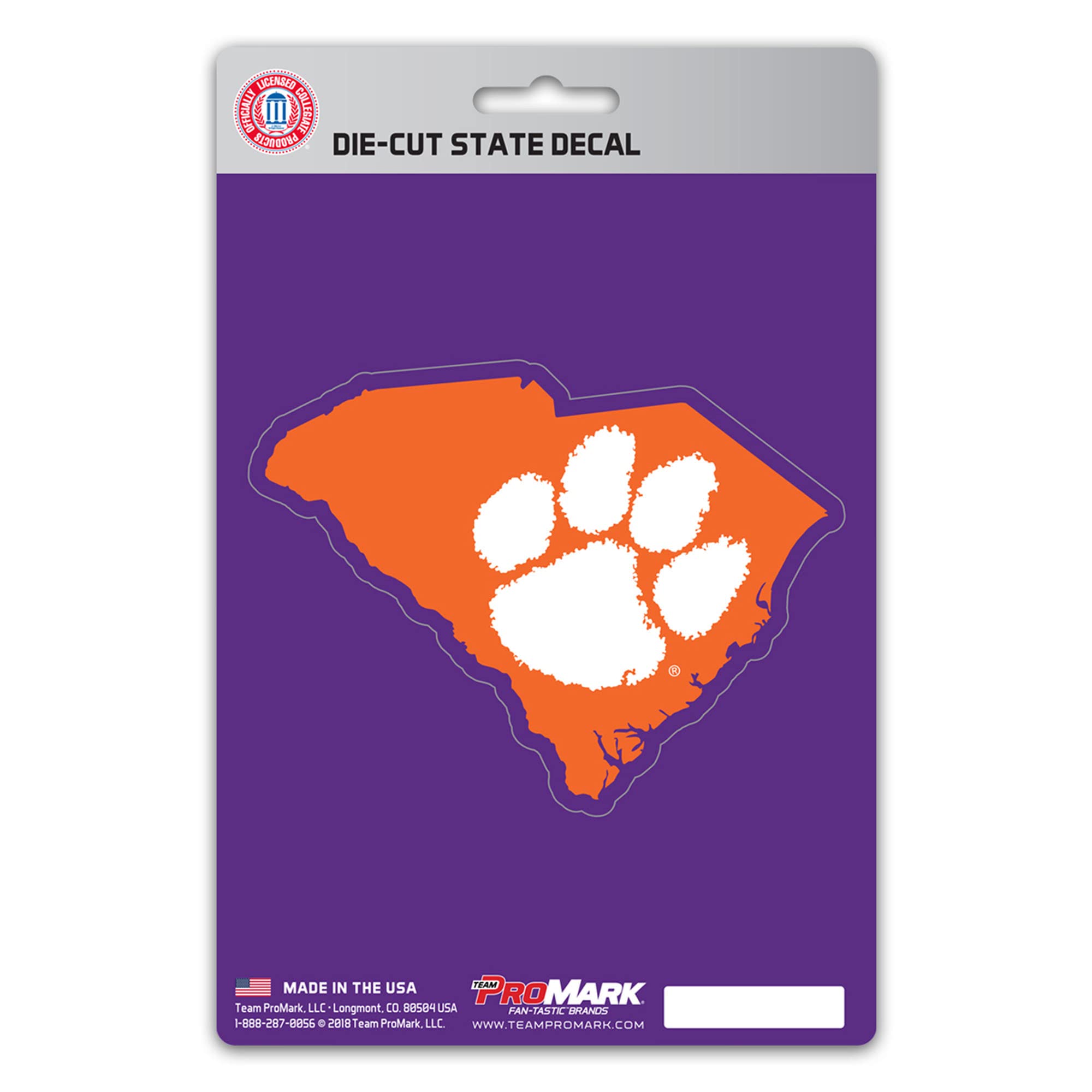 FANMATS 61324 NCAA - Clemson Tigers Team State Shape Decal Sticker 5 x 6.25 in. - Great Gift for Sports Fans - Works On Hard Surfaces - for Homes, Cars, Trucks, SUVs.