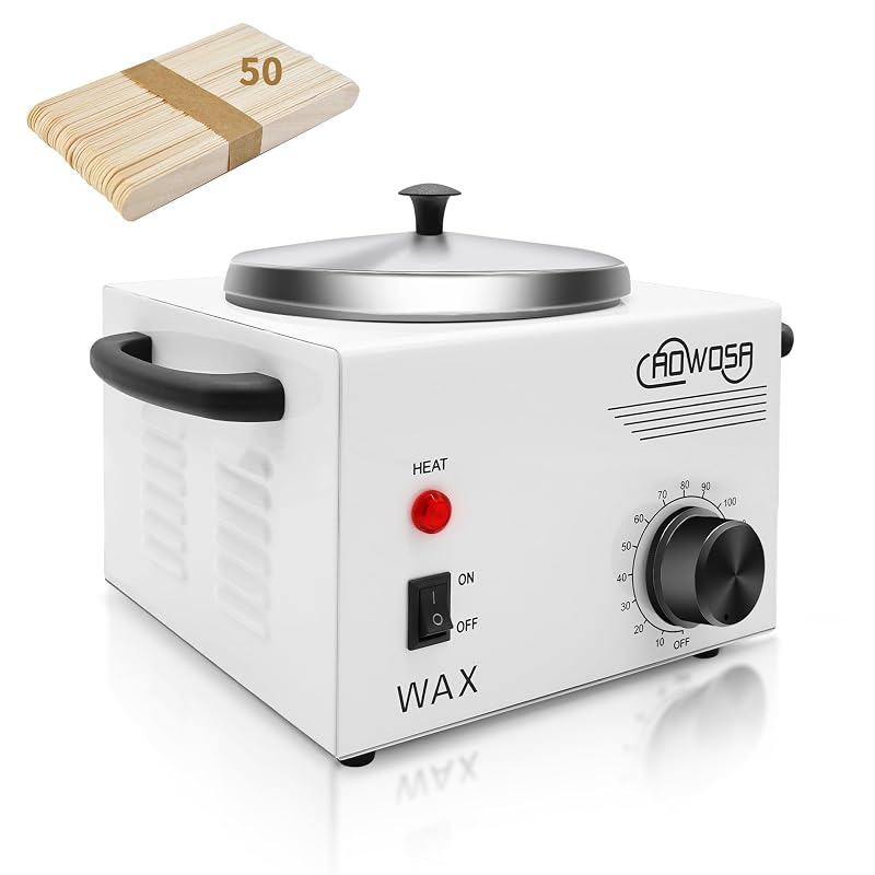 Aquecedor elétrico de cera AOWOSA com panela única e controle de temperatura, capacidade de 600 mL, 50 palitos de cera