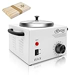 Single Professional Electric Wax Heater Machine for Hair Removal - Large Paraffin Pot with Adjustable Temperature, Facial Skin Body SPA Salon Equipment, 50 Wax Sticks Included