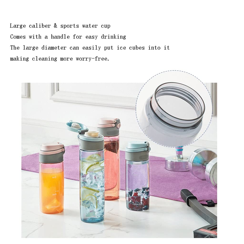 Sportflasche auslaufsicherer Fitness-Trinkwasserflasche mit hoher Kapazität mit Zeitstempel und messendem Skalenweite (Color : Pink, Größe : 550)