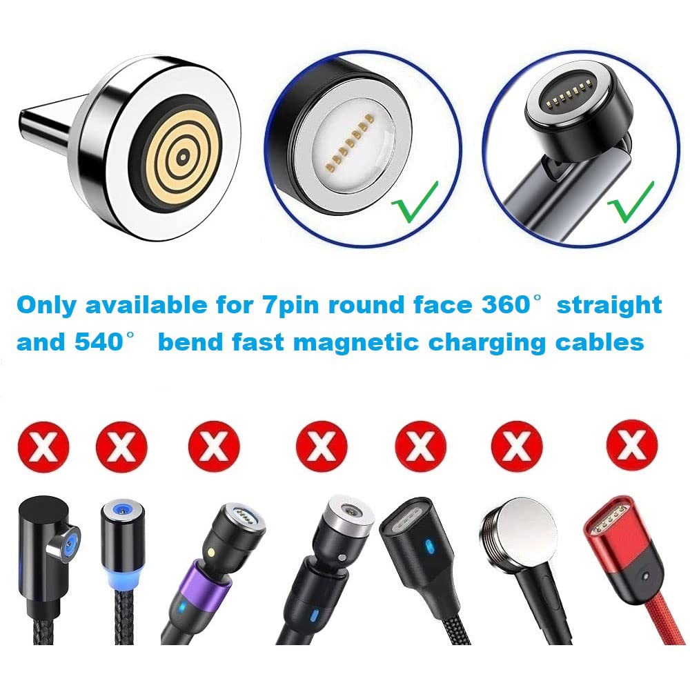 Consejos de carga magnética serie 7pin (puntas USB-C) 6pcs, puntas magnéticas tipo C, solo 3.0A y 7Pin consejos de cargador de datos sin cable USB