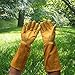 Produktbild Asdomo Professionelle Lange Gartenhandschuhe Ziegenleder Dornschutz Gartenhandschuhe mit langem Rindsleder Stulpe für Blumenpflanzen, Beschneiden