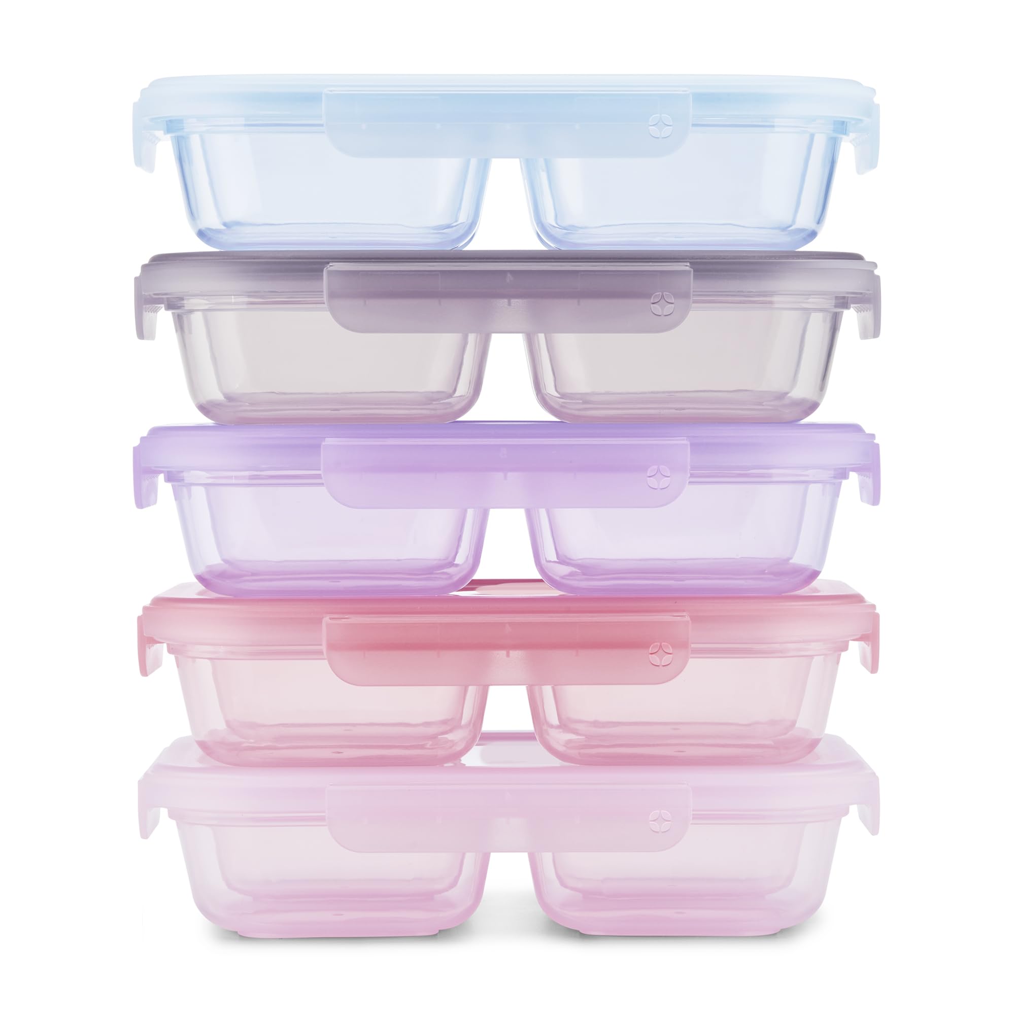 Ello Snap &amp; Nest 2 Cup Divided Plastic Snack Containers, 10 Pc,Berry Fields