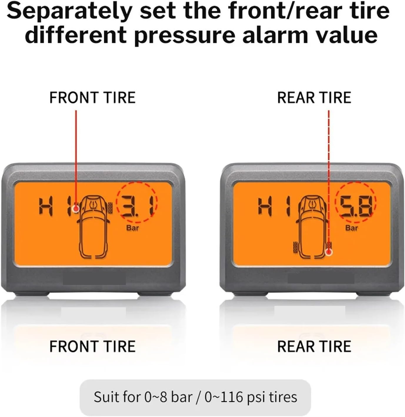 TPMS Solar Tyre Pressure Monitoring Control System with 4 Wheel Tire Sensor for Car TMPS(A)