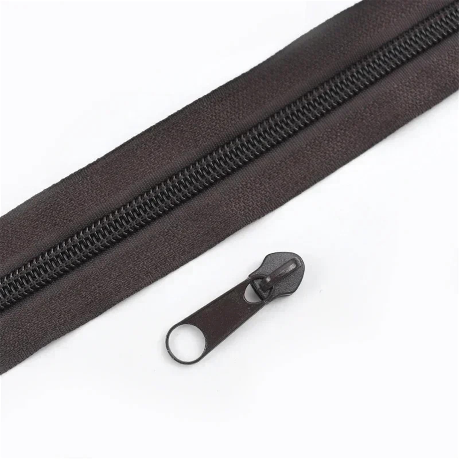 Zips for Sewing 2/5/10/20M 3# 5# Rainbow Nylon Zipper with Slider Bags Garment Decor Zip Closure By The Meter Zips Repair Kit Sewing Accessories Sewing Supplies(DarkCoffee,5MZips 5PcsSliders,No5)