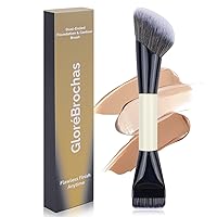 Vista 1 de Brocha de maquillaje de doble extremo, base plana y pincel de contorno en ángulo para una mezcla impecable, cobertura suave y contorno sin esfuerzo