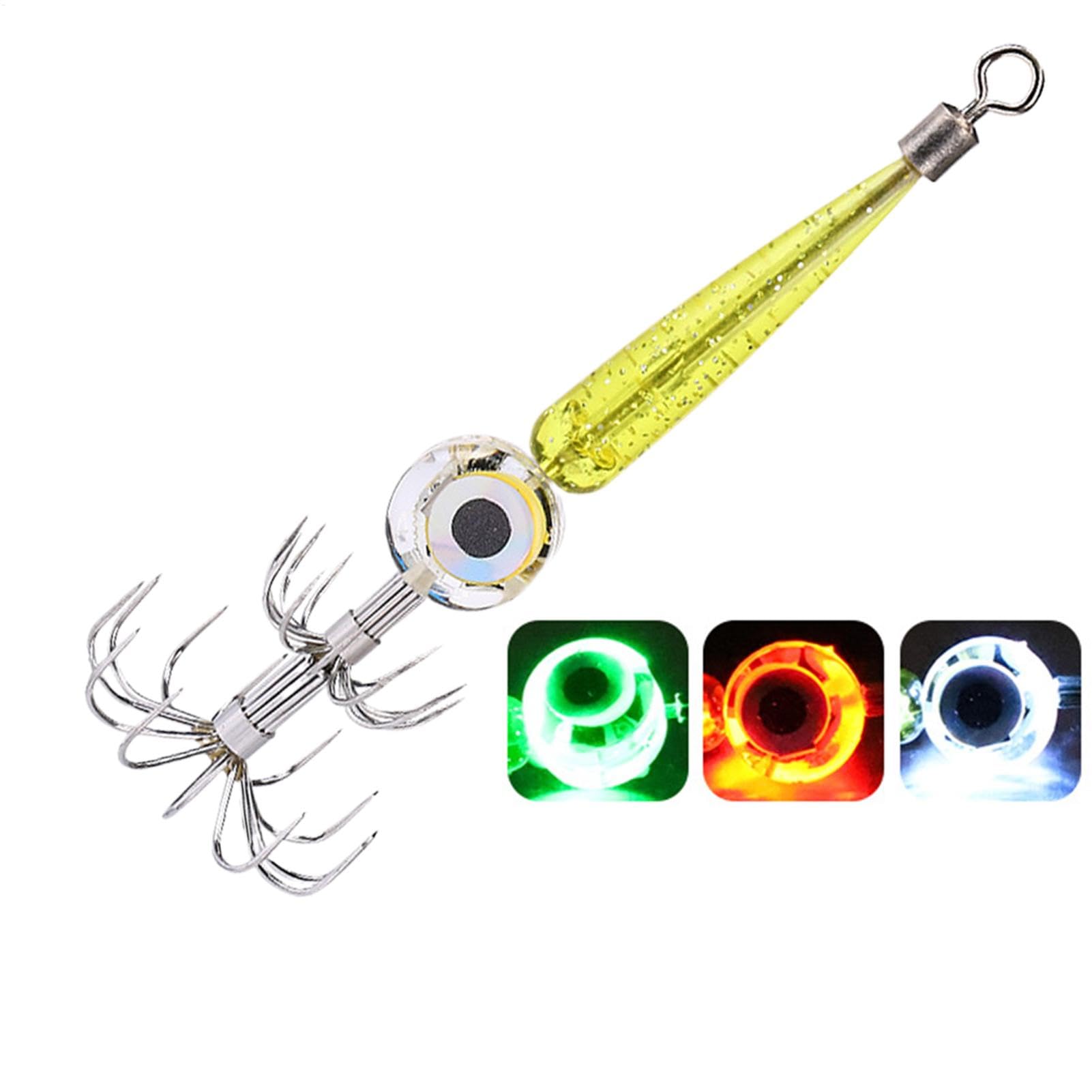 Anzuelos Luminosos para Calamar, anzuelos para Calamar con luz LED, Luz Intermitente subacuática LED Gancho de Calamar Impermeable, Kit de Anzuelo de Calamar, Anzuelo electrónico de luz para