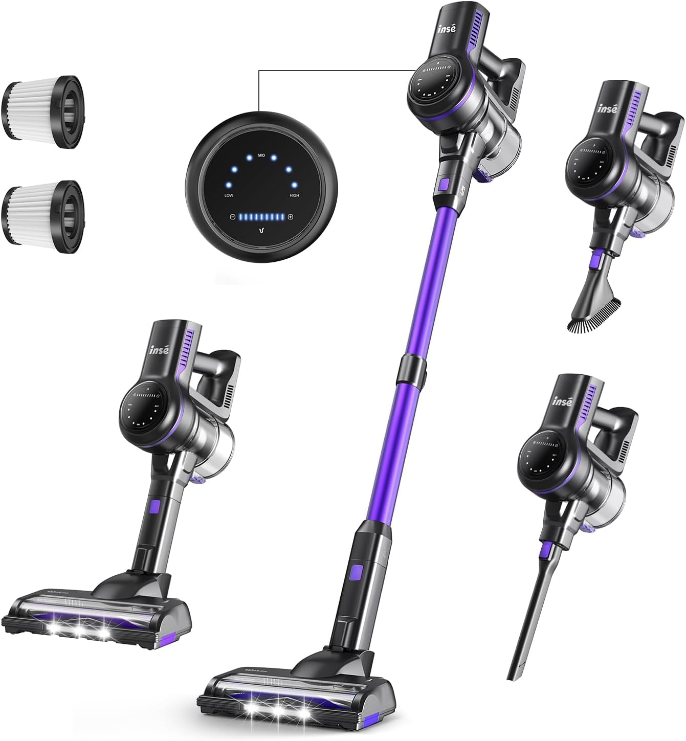 INSE S7P 05 Cordless Stick Vacuum Cleaner and accessories