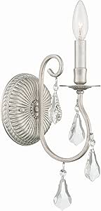 Ashton 1 Light Hand Cut Crystal Olde Silver Sconce