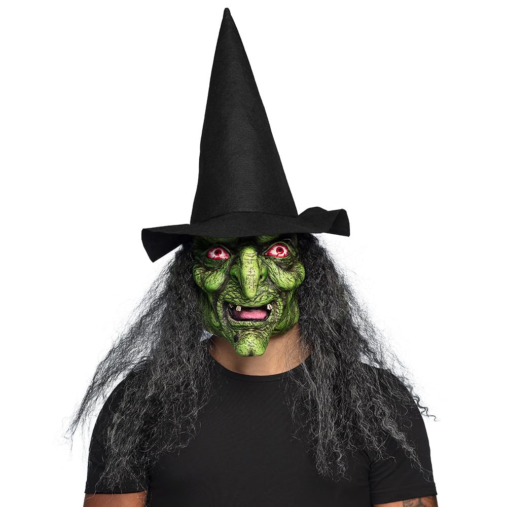 Boland 97608 Latex Mask Witch with Hood for Adults, Mask for Fancy Dress Costumes, Accessories for Costume, Carnival or Halloween