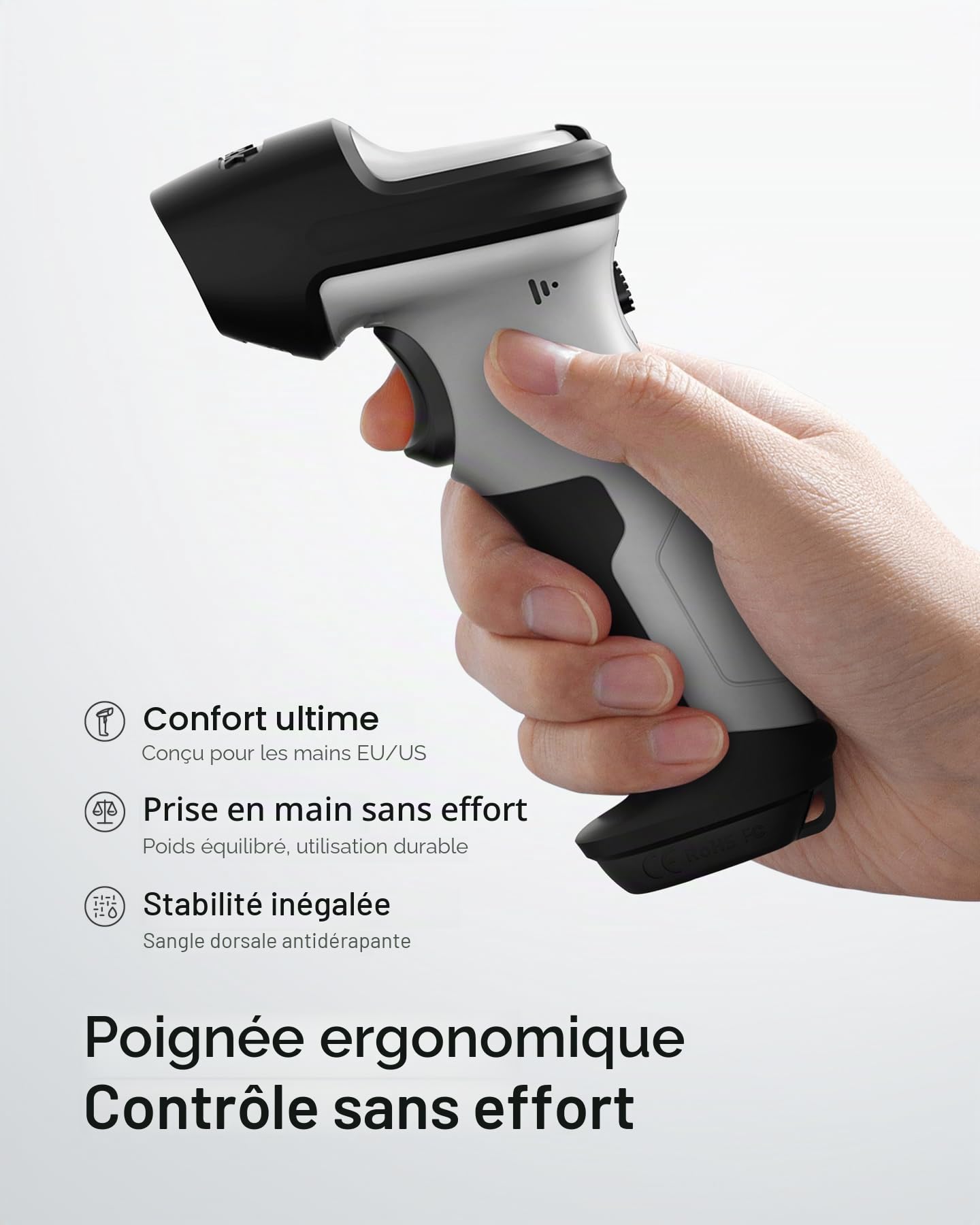 Inateck AI Lecteur Code à Barres, Barcode Scanner Bluetooth, Douchette Lecteur de Code Barre USB sans Fil 1D avec APP et SDK, 180 Jours en Veille avec Une Seule Charge, Rapide et Précise, BCST-70 AI