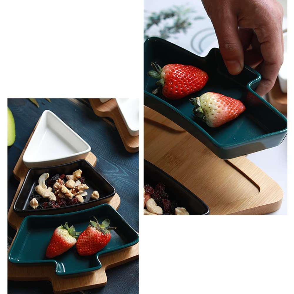 HEXEH Salatteller Kreativer Keramik Weihnachtsbaumform Snackplatte mit Tablett Snack Snack Teller Snack Fruchtschalenplatte Frühstück Salatplatte Plastikteller