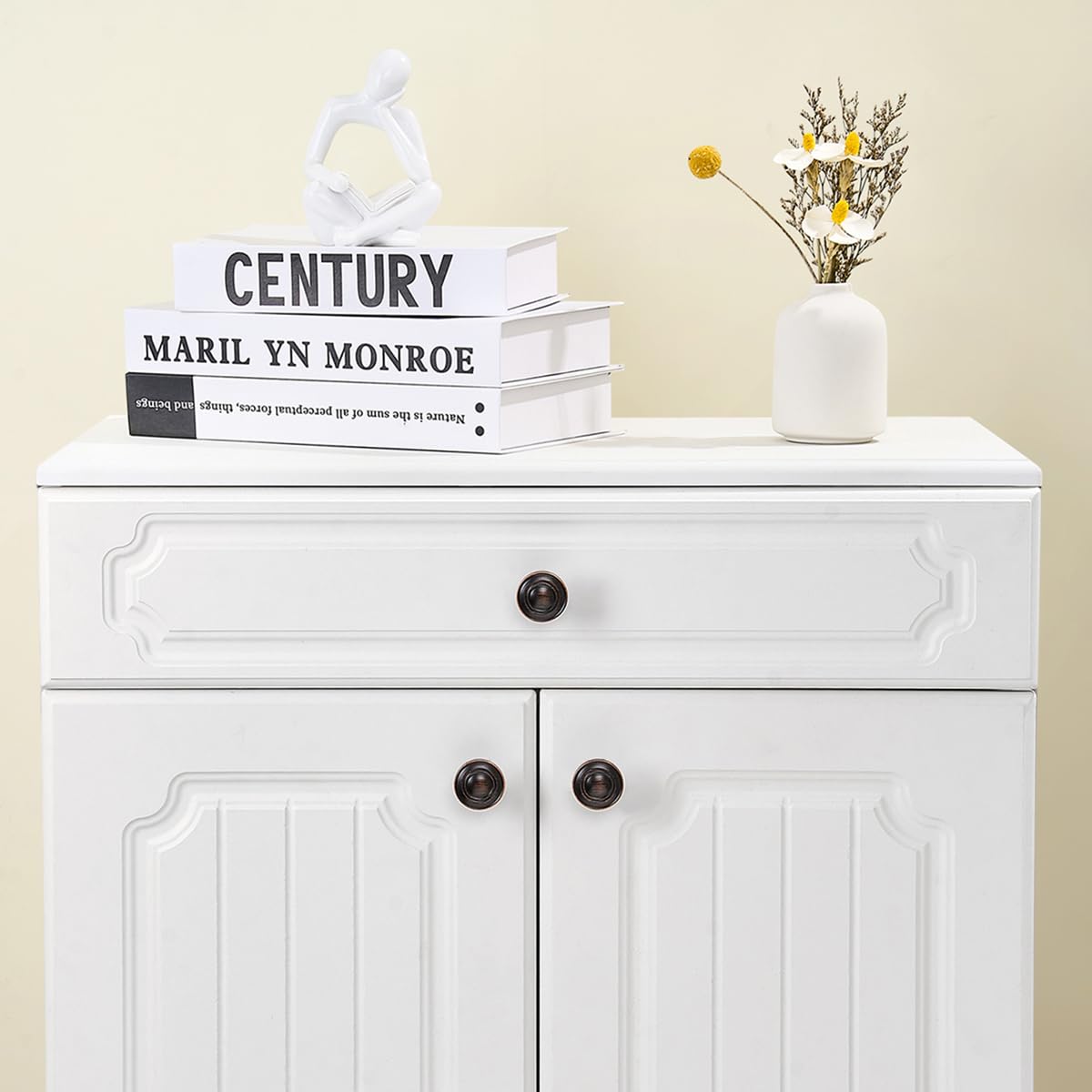 Pomos redondos para puerta – Paquete de 20 pomos de gabinete de bronce aceitado, pomos clásicos para puerta de gabinete de cocina, cajón de baño, tiradores de armario de dormitorio