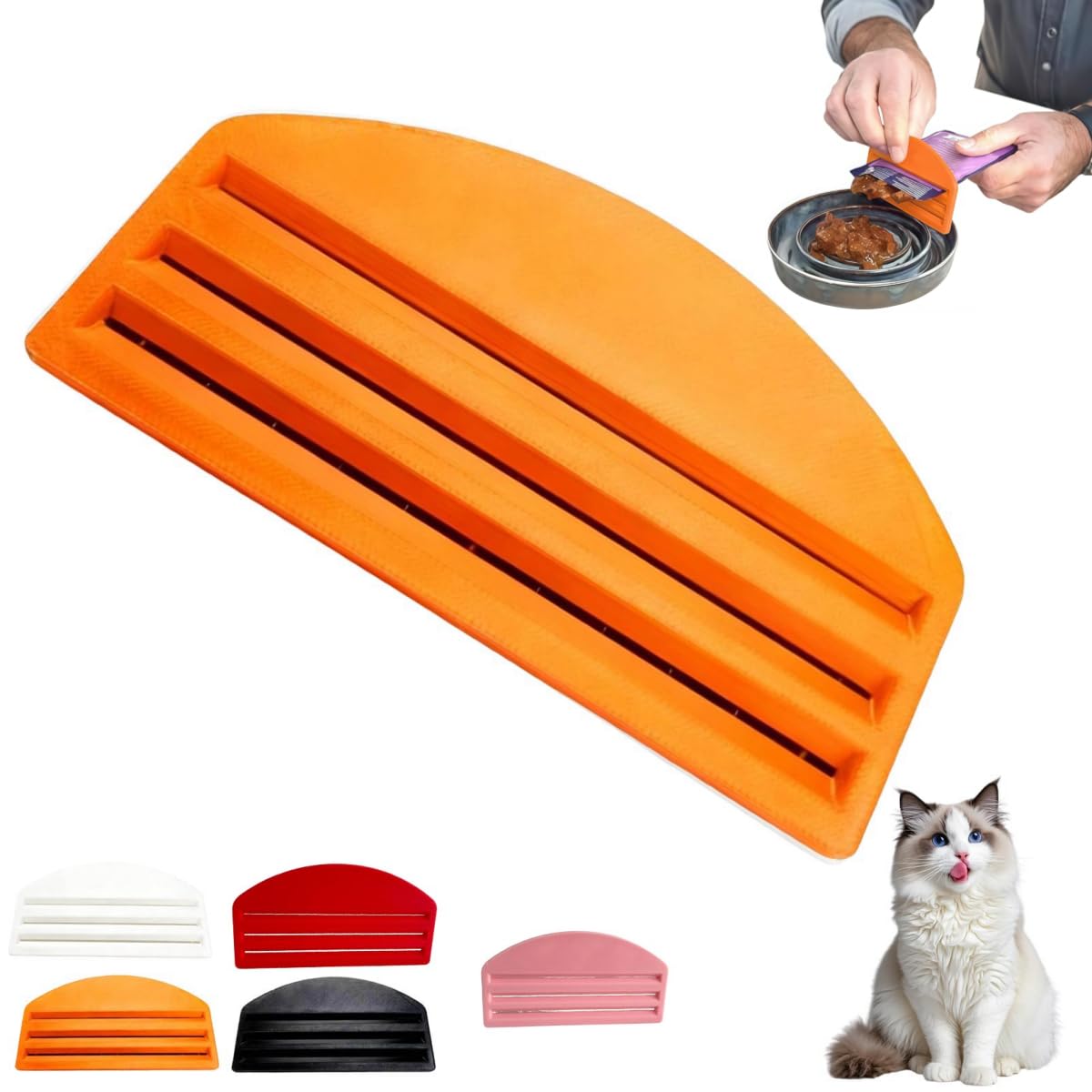 Cat Food Pouch Squeezer, Pet Food Extruder, Pet Food Pouch Squeezer for Cats Dogs, Easy Dispensing Portable, for Small Medium Large Breeds Animals Feeding Home Travel Kitchen (1pc-orange)