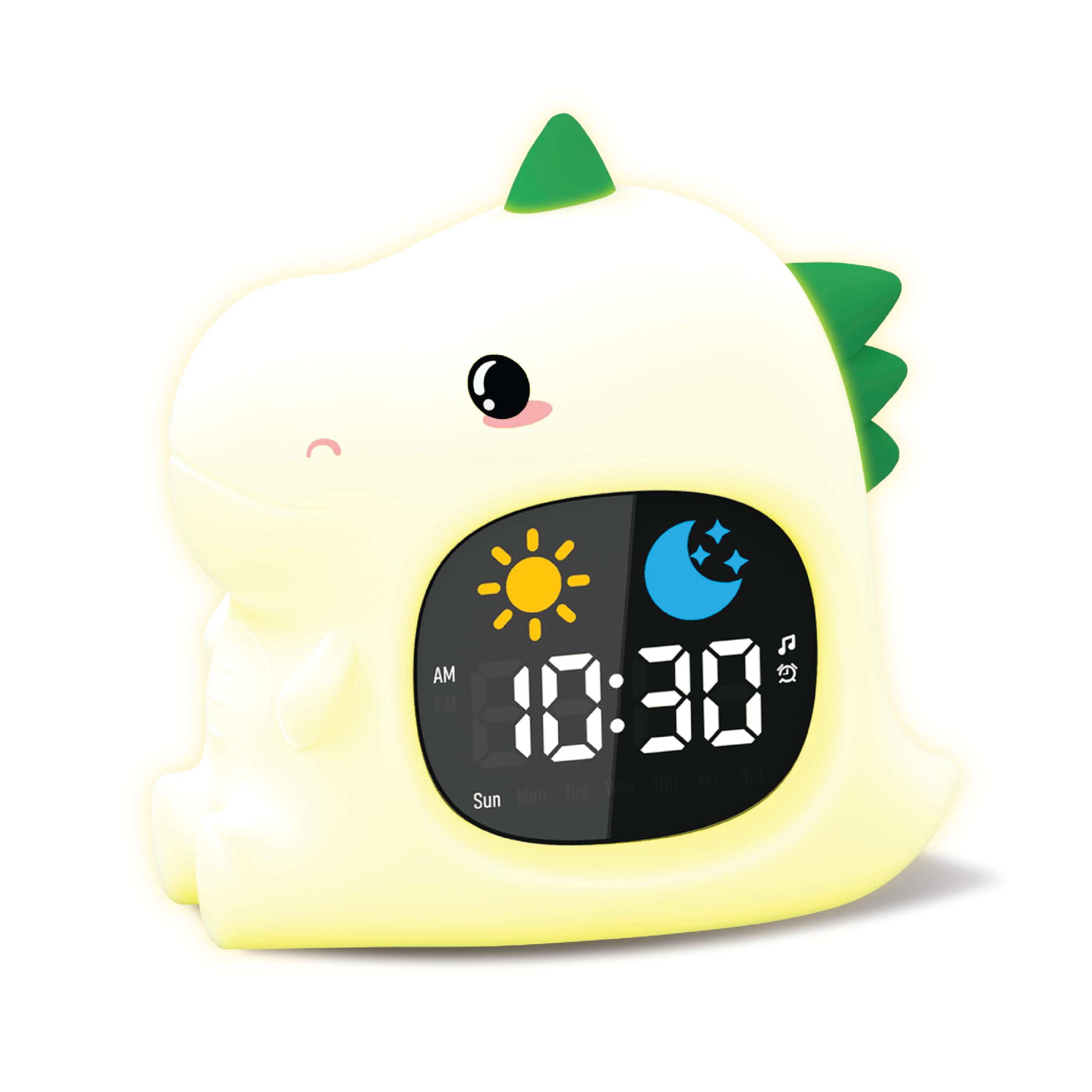 groov e Cuties Alarm Clock with LED Night Light, White Noise & Sleep Training - Rory Dinosaur
