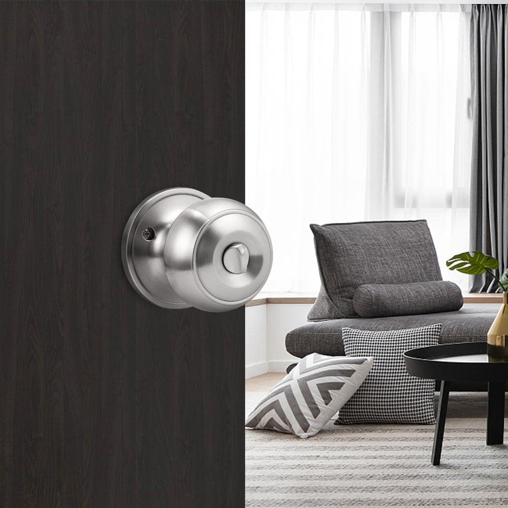 GOBEKOR 6 Pack Black Doorknob Stainless Steel, Interior Door Knob For