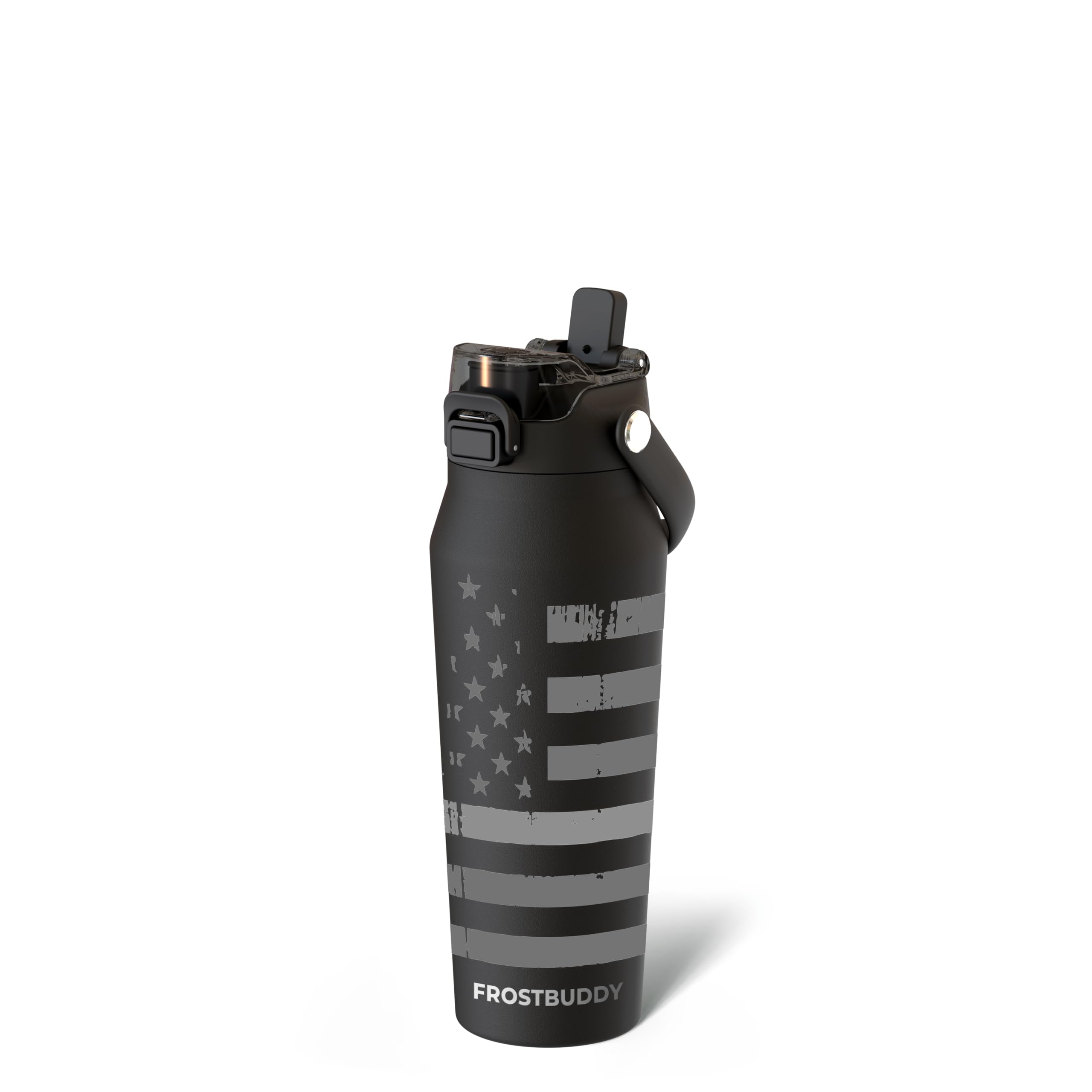 Frost Buddy 24oz Insulated Water Bottle with Straw Chug Lid Leak-Proof Stainless Steel 24-Hours Cold Sweat-Proof Cup Holder