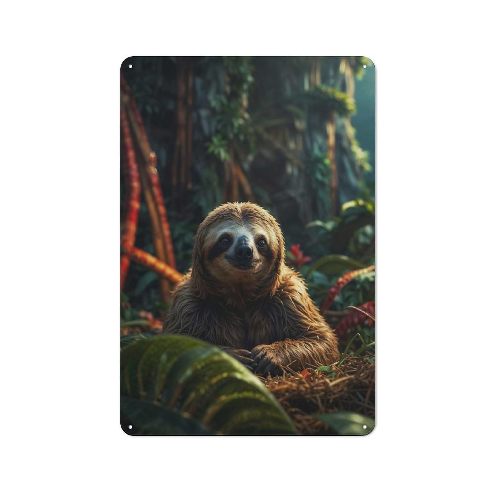 Junmoney Resting Three Toed Sloth Metal Wall Sign 30X20cm Featuring For Garage Wall, A Housewarming Gift For People Furnishing A Garage