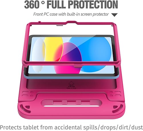 Miniatura 6 de TIRIN Funda para dispositivo eléctrico portátil para iPad de 10.9 pulgadas 2022, funda rosa con protector de pantalla integrado, soporte ligero a