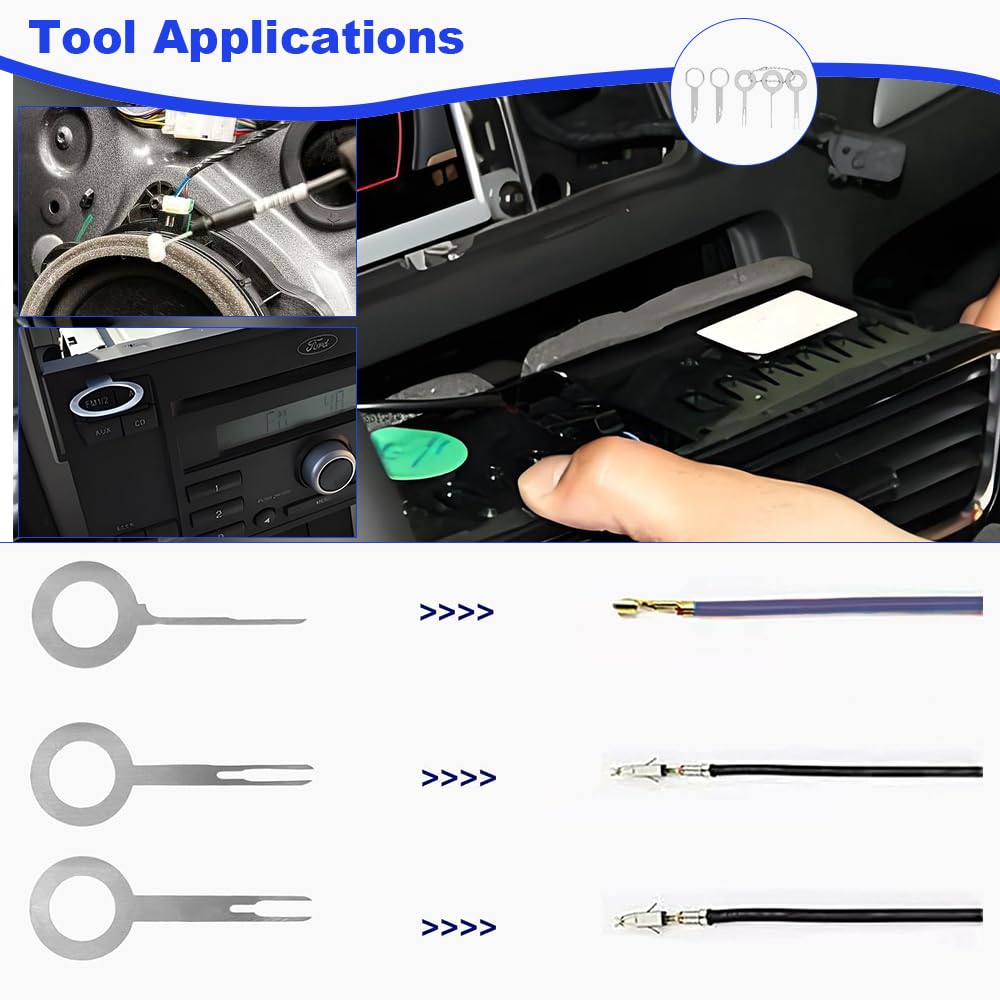 Set di 19 attrezzi per la rimozione del trim e per la rimozione, con clip in plastica, per pannelli, stereo, cruscotto, clip