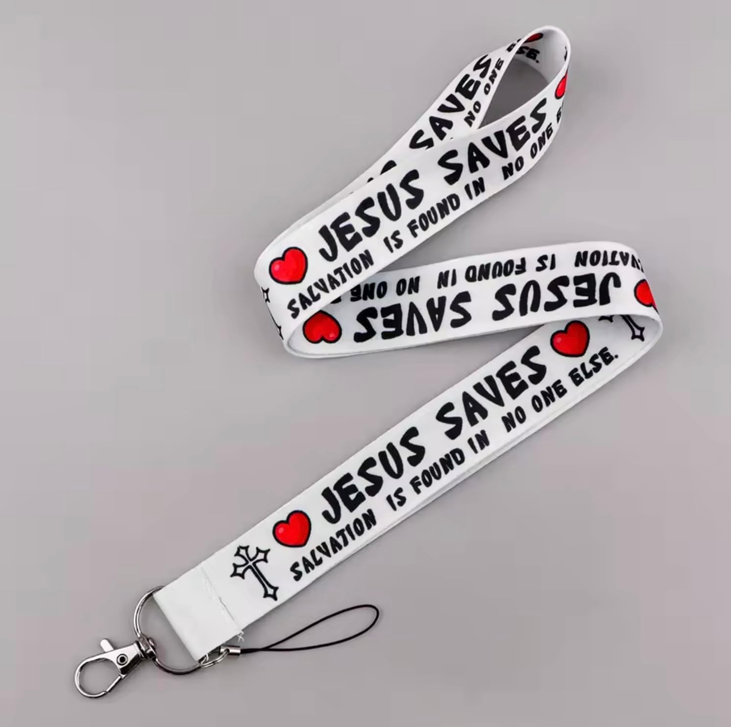Jesus Saves Salvation Is Found In No One Else Christ God Christian Christianity Holy Cross Crucifix Catholic Bible Church Faith Pray 17.7" Neck Lanyard Keychain Holder ID Badge Mobile Phone Pin Strap - Image 5