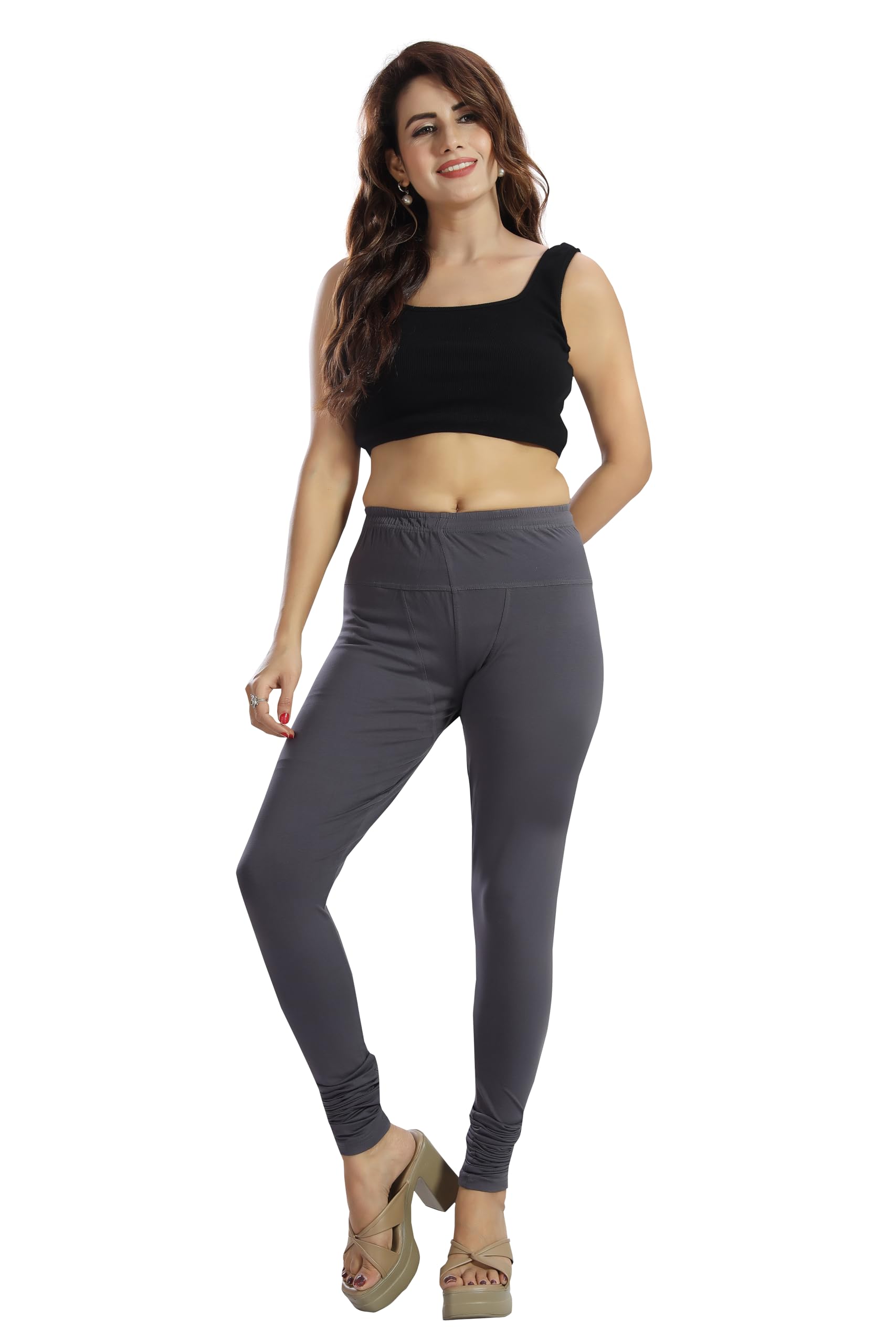 gemini Women's Cotton Lycra 4-Way Free Size Stretch Leggings – Soft, Comfortable, Slim Fit – Grey-picture-38