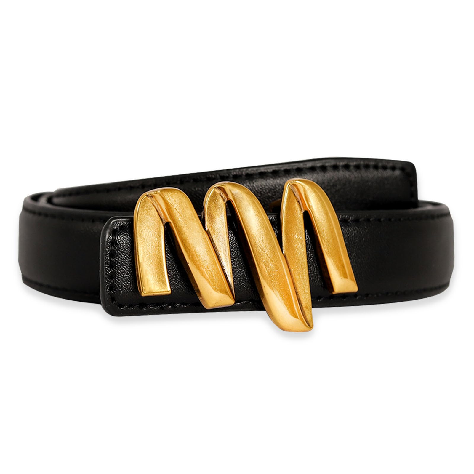 Women's Fashion Classic Metal Buckle Leather Belt with Jeans Dress
