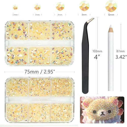 Miniatura 3 de 3060 unidades de diamantes de imitación de resina AB champán con parte trasera plana de 0.079 in, 0.118 in, 0.157 in, 0.197 in, 0.236 in, piedras